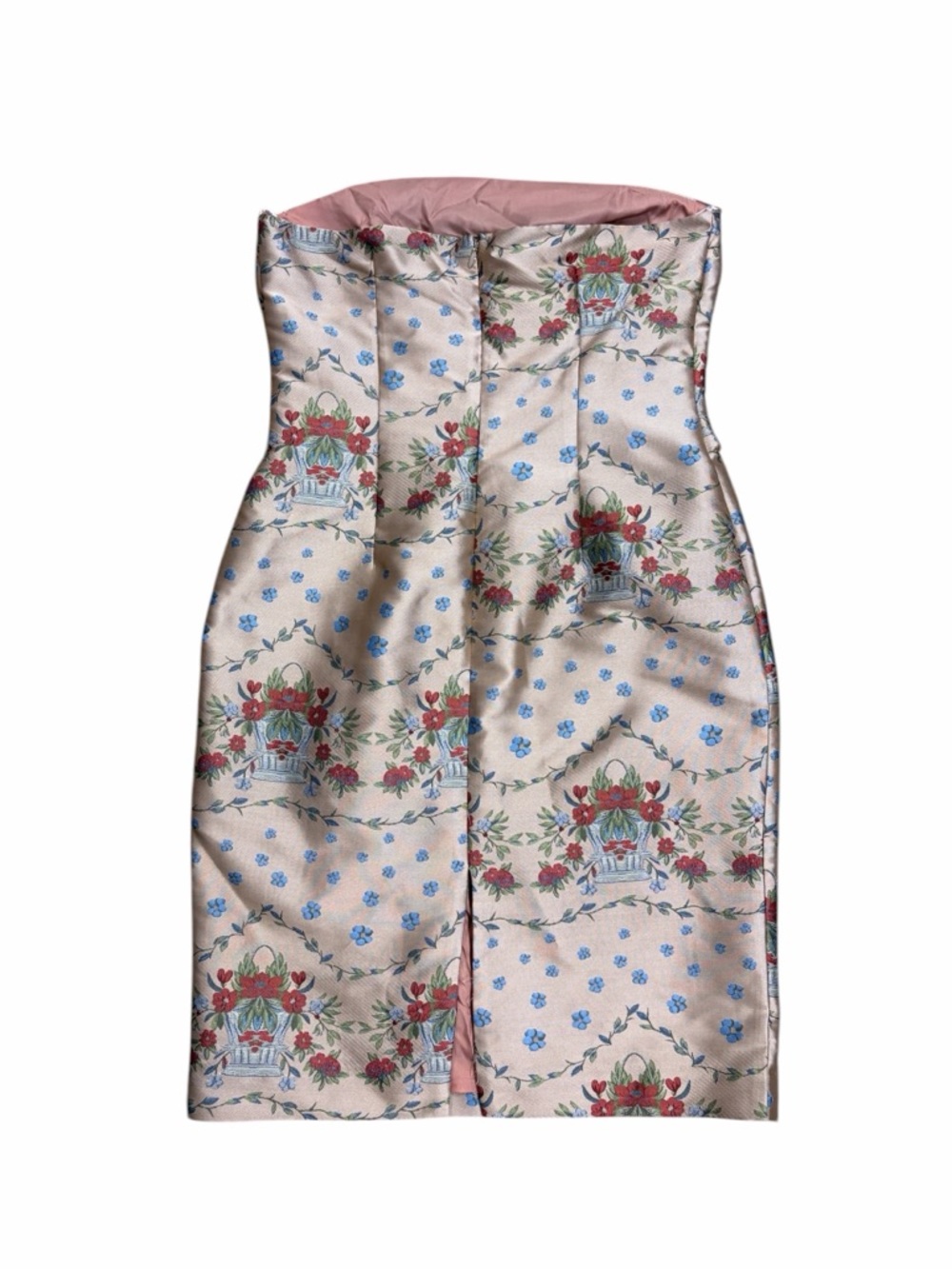 Vintage Cynthia Rowley Strapless Floral Blush Pink Lined Dress - Size 12 - Picture 2 of 5